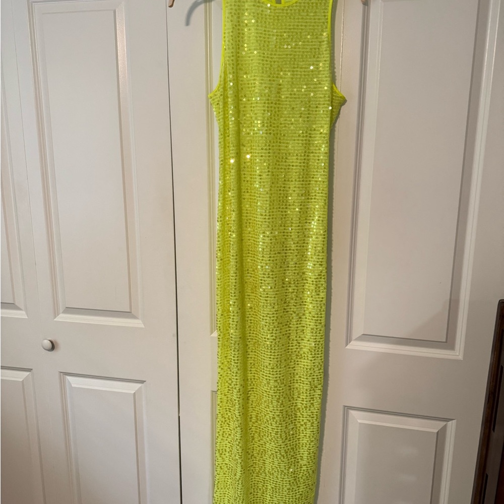 Lime Sequin Sleeveless Dress